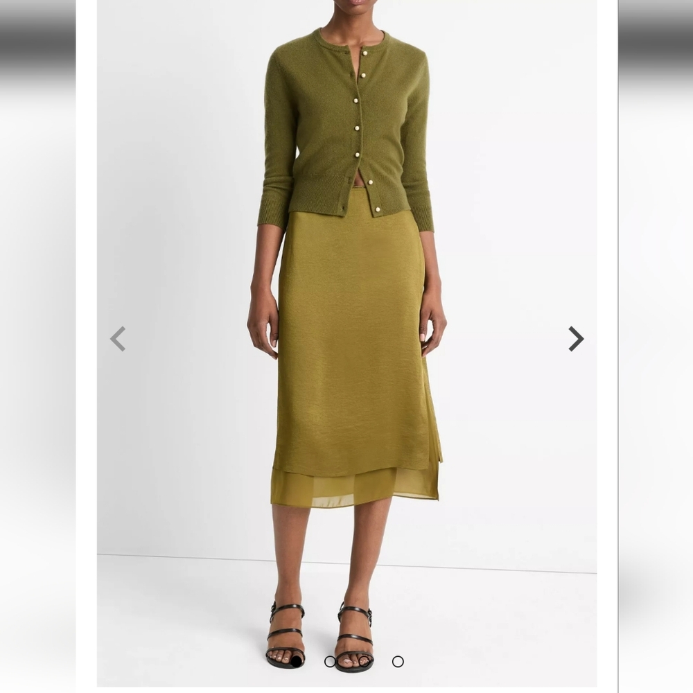 $395 Vince Double Side-Slit Straight Skirt